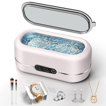 Ultrasonic Jewelry Cleaner, 48KHz Ultrasonic Cleaner Machine for Jewelry, Eyeglasses, Rings, Watch Strap, Dentures- Dual Cleaning Modes, 304 Stainless Steel Tank