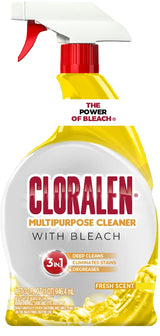 Cloralen All Purpose Cleaner with Bleach Spray - (2 Pack) 32 fl oz - Fresh Scent - 3-in-1 Multipurpose Cleaner Spray - Deep Cleans, Eliminates Stains & Degreases