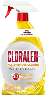 Cloralen All Purpose Cleaner with Bleach Spray - (2 Pack) 32 fl oz - Fresh Scent - 3-in-1 Multipurpose Cleaner Spray - Deep Cleans, Eliminates Stains & Degreases