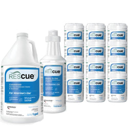REScue Canister Wipes 12 Pack & Gallon Concentrate & RTU 32oz Disinfectant – Disinfectant Cleaner for Vet Use, Designed to Clean Kennels, Litter Boxes & More