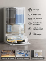 DREAME X40 Ultra Robotic Vacuum with Removable & Liftable Mop, 12,000Pa Suction, Side Brush Extensive Cleaning, 158°F Mop & Washboard Self Cleaning, Auto-Empty, Auto Refill, liftable Brushes