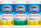 Clorox Disinfecting Wipes Value Pack, Household Essentials, Dorm Room Essentials, 75 Count, Pack of 3 (Package May Vary)